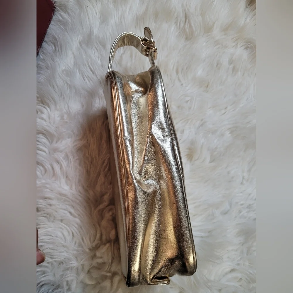 Versace Perfumes Pouch Makeup Travel Bag Gold With Zipper Snd Belted Handle